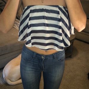 Tube top striped crop top